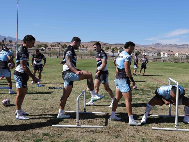 Cronulla going through their paces in Vegas. Picture: Ethan Miller/Getty Images/AFP