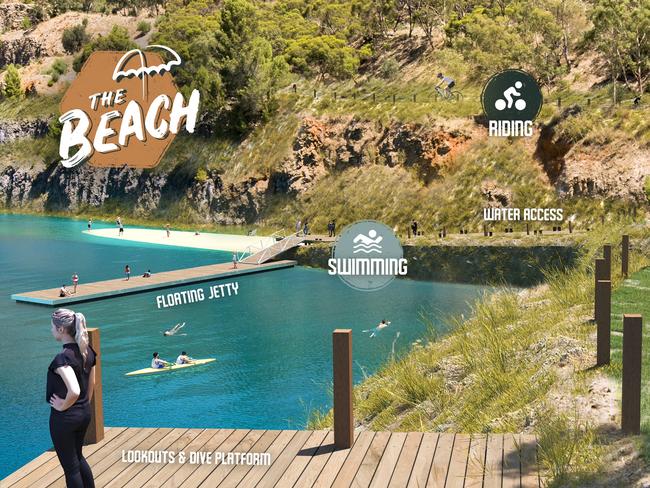 Crystal Lake Recreation Park could become a 350-hectare adventure tourism destination at, Highbury in the north-eastern suburbs where a disused quarry currently sits behind fences.. Picture: Supplied,