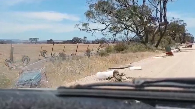 Concerned resident Suzy Mansfield filmed the trail of rubbish on Boundary Rd, Lewiston. 