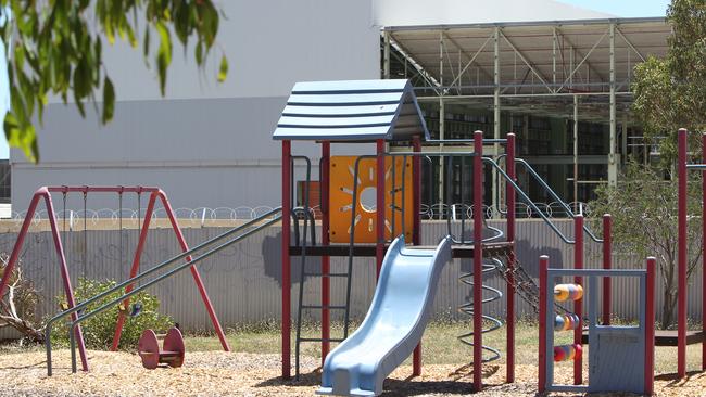 A children’s play ground at Clovelly Park, with the former Mitsubishi factory nearby.