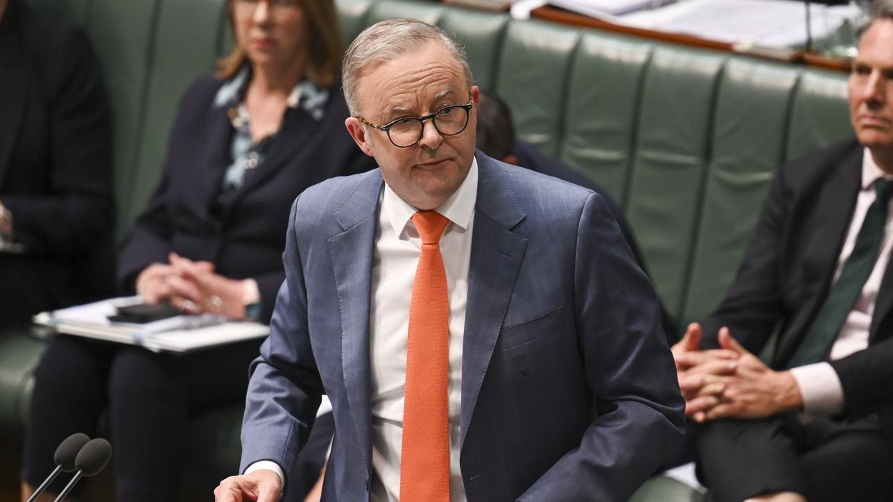 Prime Minister Anthony Albanese denied knowledge of the death, and instead spoke about the GST and cuts planned by the Coalition. Picture: NewsWire / Martin Ollman