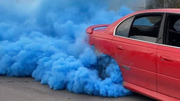 An accused hoon is allegedly a fan of uber-bogan gender reveal burnouts.