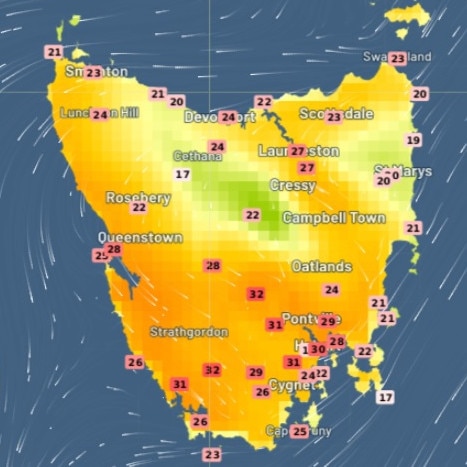 Temperatures as at 3pm Tuesday, January 17, 2023. Image: Weatherzone