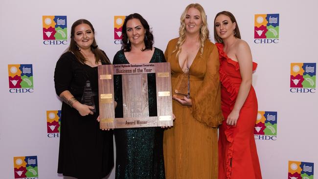 Ange Taylor (second from left) and part of the team from Blackwater-based business Country Allure, which won three trophies at the 2021 Central Highlands Business Excellence Awards, including Business of the Year.