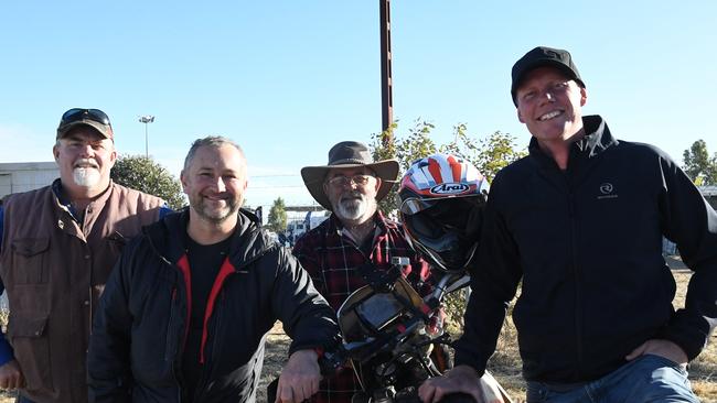 LR: Keith Hurst, Ron Kime, Carl Landgraf and Trenaman outside Finke gates on Friday. Picture: (A)manda Parkinson