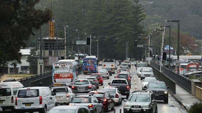 Traffic congestion on the Spit Bridge during the morning peak. Picture: Braden Fastier