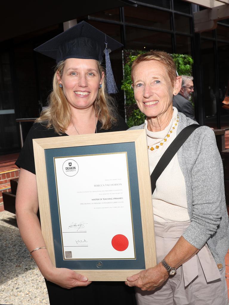 Rebecca Hobson and Barbara Davison. Deakin School of Education; NIKERI; and Centre of Humanitarian Leadership students graduated on Wednesday lunchtime. Picture: Alan Barber