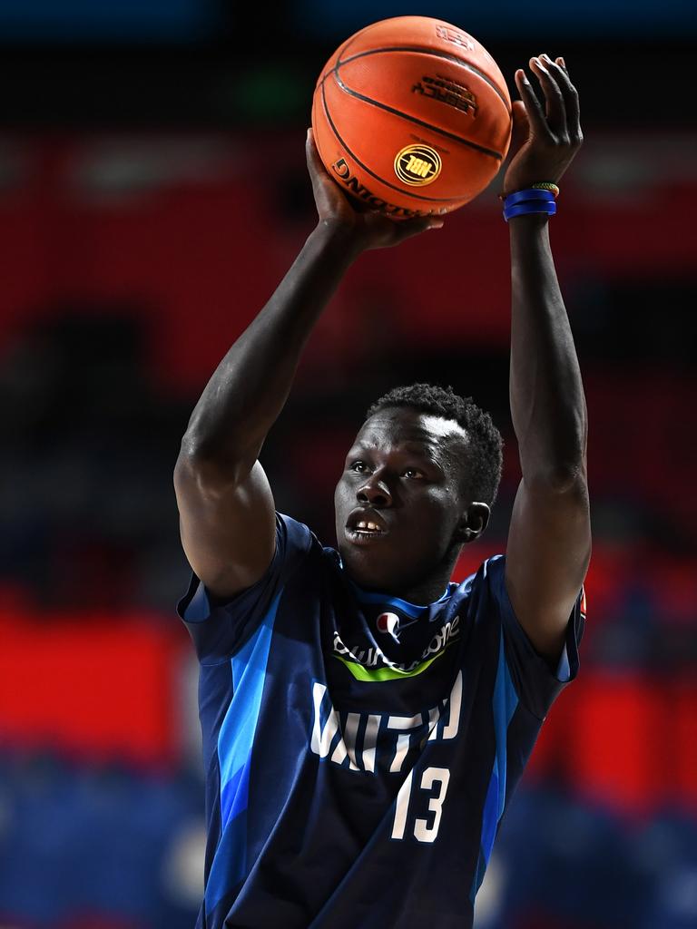 New Sydney King Makuach Maluach — pictured last season with Melbourne United — is Next Stars prospect Khaman Madit Maluach’s cousin. Picture: Getty Images