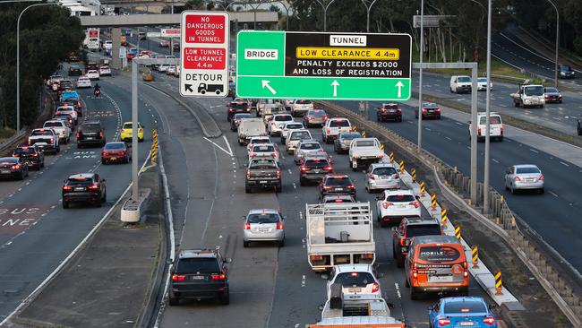 Heavy traffic is seen on the M1 Motorway.