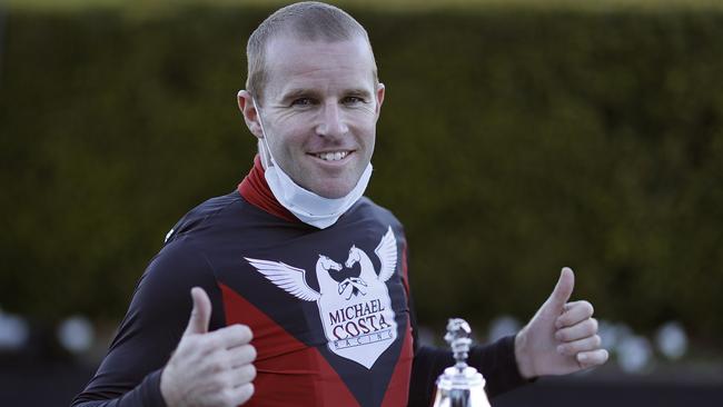 A satisfied Tommy Berry after winning the Missile Stakes. Picture: Getty Images