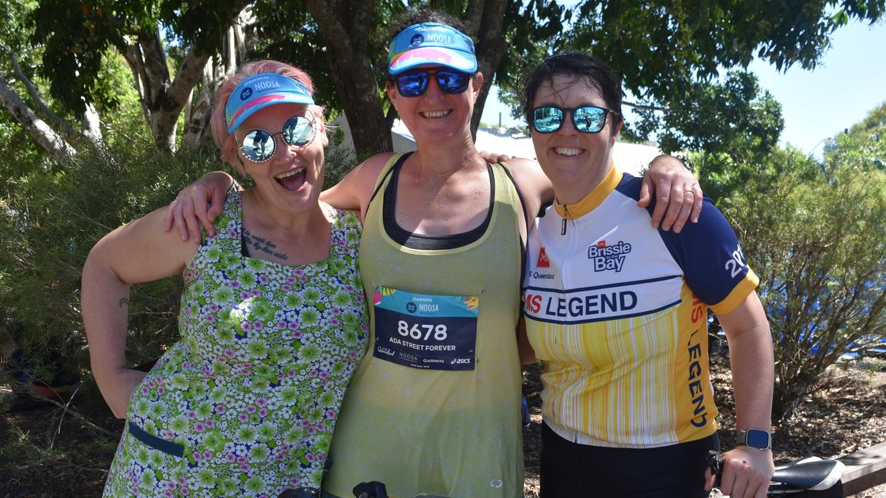 Jenny Wynter, Fran Curtis and Kath Johnston at the Garmin Noosa Triathlon on October 30, 2022. Picture: Sam Turner