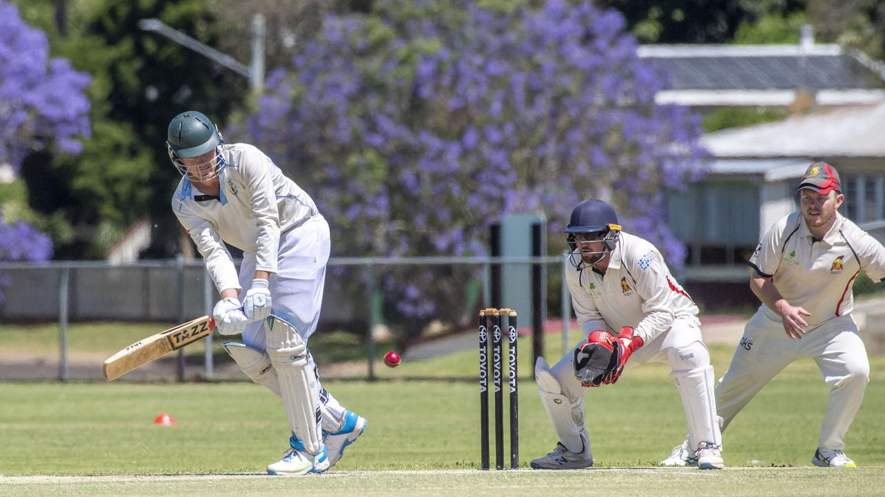 Scott Schultz bats for Wests. Western Districts vs Met Easts, reserve grade cricket. Saturday, November 26, 2022. Picture: Nev Madsen.