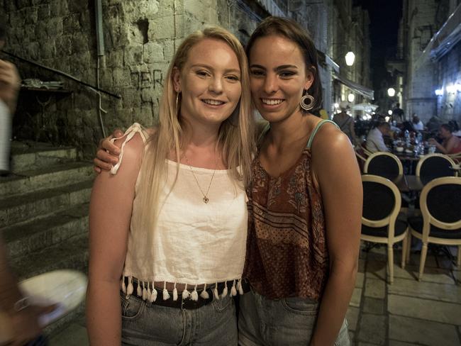 Australians Selina MacDougal and Tara Price feel safe in Dubrovnik. Picture: Ella Pellegrini