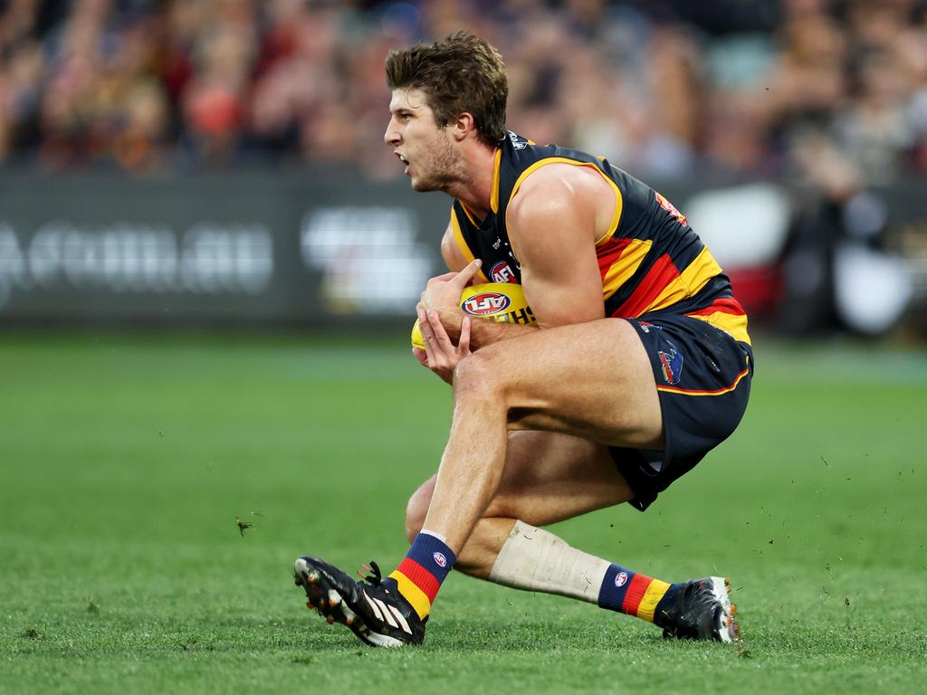 Jordan Butts could miss up to three weeks for the Crows. Picture: James Elsby/AFL Photos via Getty Images.