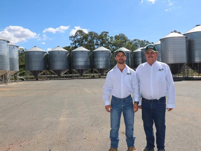 Allenden Seeds owner Sydney Allenden and his son Clint at their facility near Biloela.