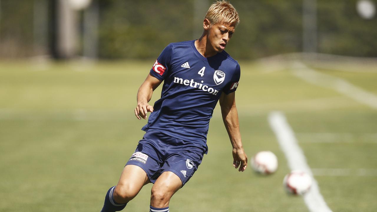 Keisuke Honda of the Victory is seen during a Melbourne Victory training session