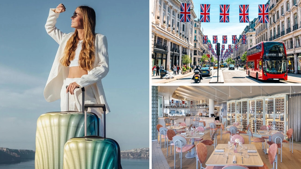 From UK flights and limited edition suitcases to 5-star staycations, there's loads of travel deals to snap up this week. Picture: Samsonite UK, iStock, Luxury Escapes