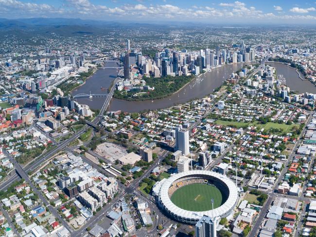 Developing Queensland - Huge Aerial Panorama of the Brisbane Skyline, Queensland, Australia. Converted from RAW.