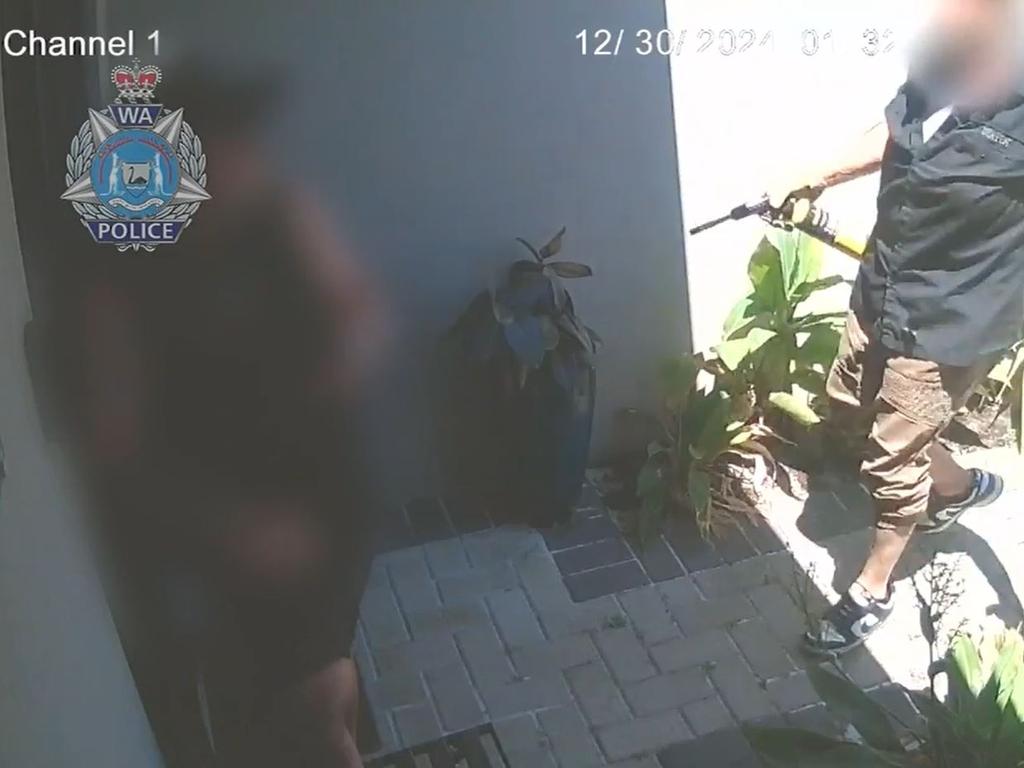 CCTV shows the moment two men approached Jai Brebner at a property in Perth.