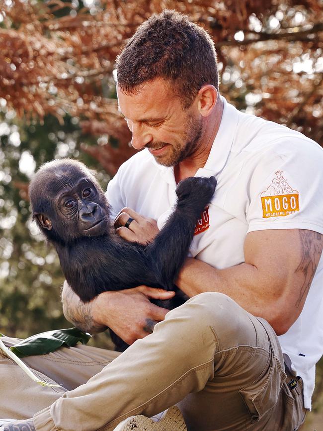 Zookeeper Chad Staples with Kaius. Picture: Sam Ruttyn