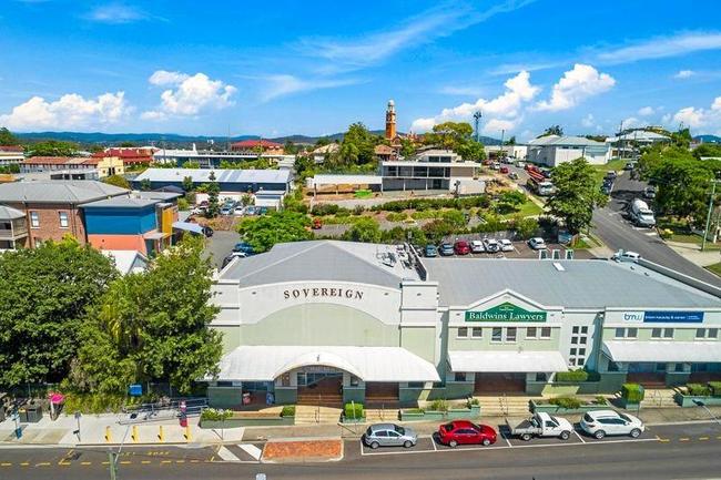 An aerial photograph of the Gympie Cinemas complex in Monkland St. Picture: Contributed