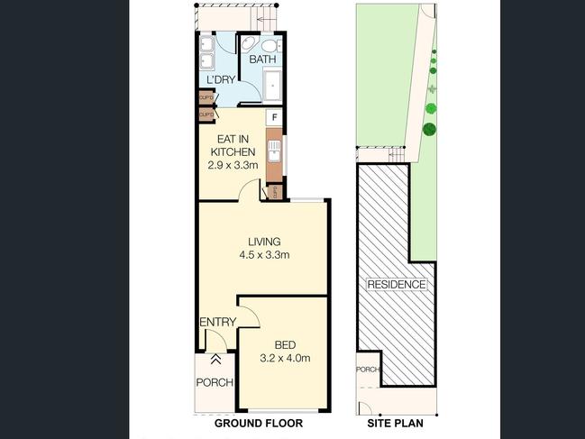 The floorplan at 26 Eton St, Campberdown.