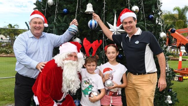 Mayor Jack Dempsey, Santa, Harrison Dart, Reece Dart and Ergon Energy's Michael Dart encouraged the Bundaberg community to come and enjoy the Pageant of Lights at a previous year’s event.