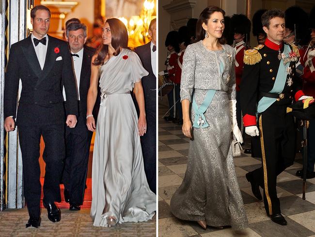 Prince William, Duke of Cambridge and Catherine, Duchess of Cambridge arrive to a reception in aid of the National Memorial Arboretum Appeal at St James’s Palace on November 10, 2011 in London. Picture: Getty ... Crown Prince Frederik, and Crown Princess Mary of Denmark attend New Year’s Levee held by Queen Margrethe of Denmark at Christian VII’s Palace on January 3, 2013 in Copenhagen, Denmark. Picture: Getty