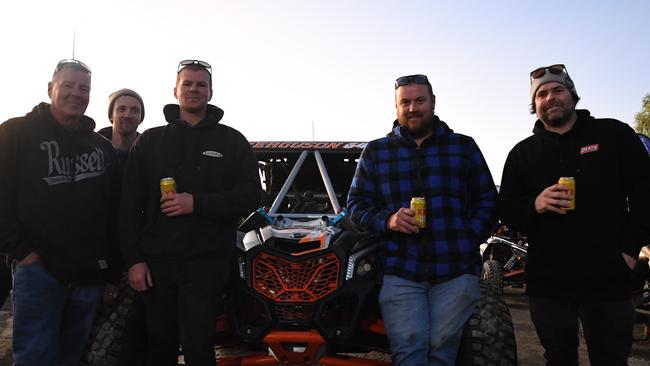 LR: Stewart Ferguson, Luke Gilbert, Josh Ferguson, Jordan Anderson and Ted Douglas-Ferguson at Finke Desert Race 2022. Picture: (A)manda Parkinson