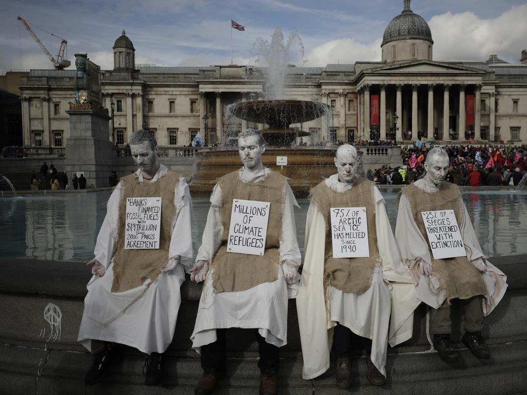 The group are calling on governments and media organisations to “tell the truth” on climate change. Picture: AP Photo/Matt Dunham