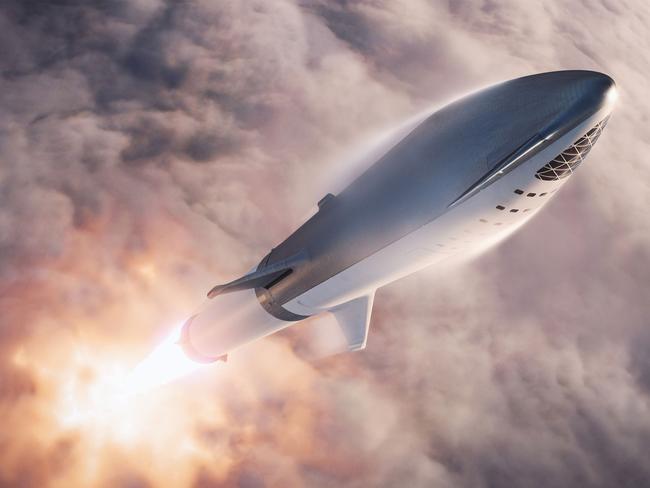 The SpaceX Starship rockets through the clouds on top of its booster stage en route to Earth orbit. Picture: SpaceX