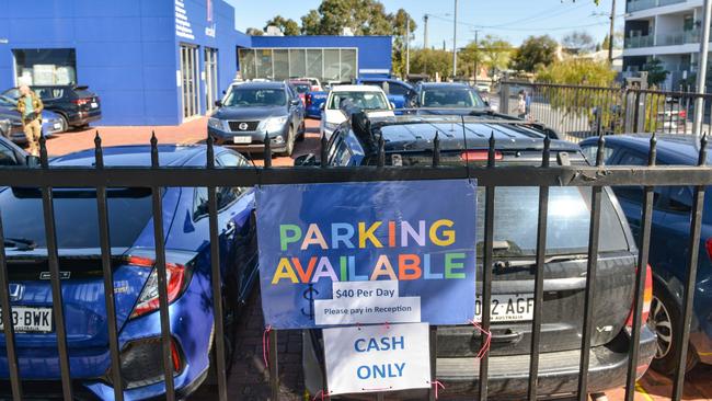 Parking is always at a premium during the Royal Adelaide Show with private property owners charging up to $80 on the show weekend. Picture: Brenton Edwards