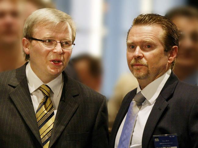 Kevin Rudd with his brother Greg Rudd. Picture: Rob Maccoll