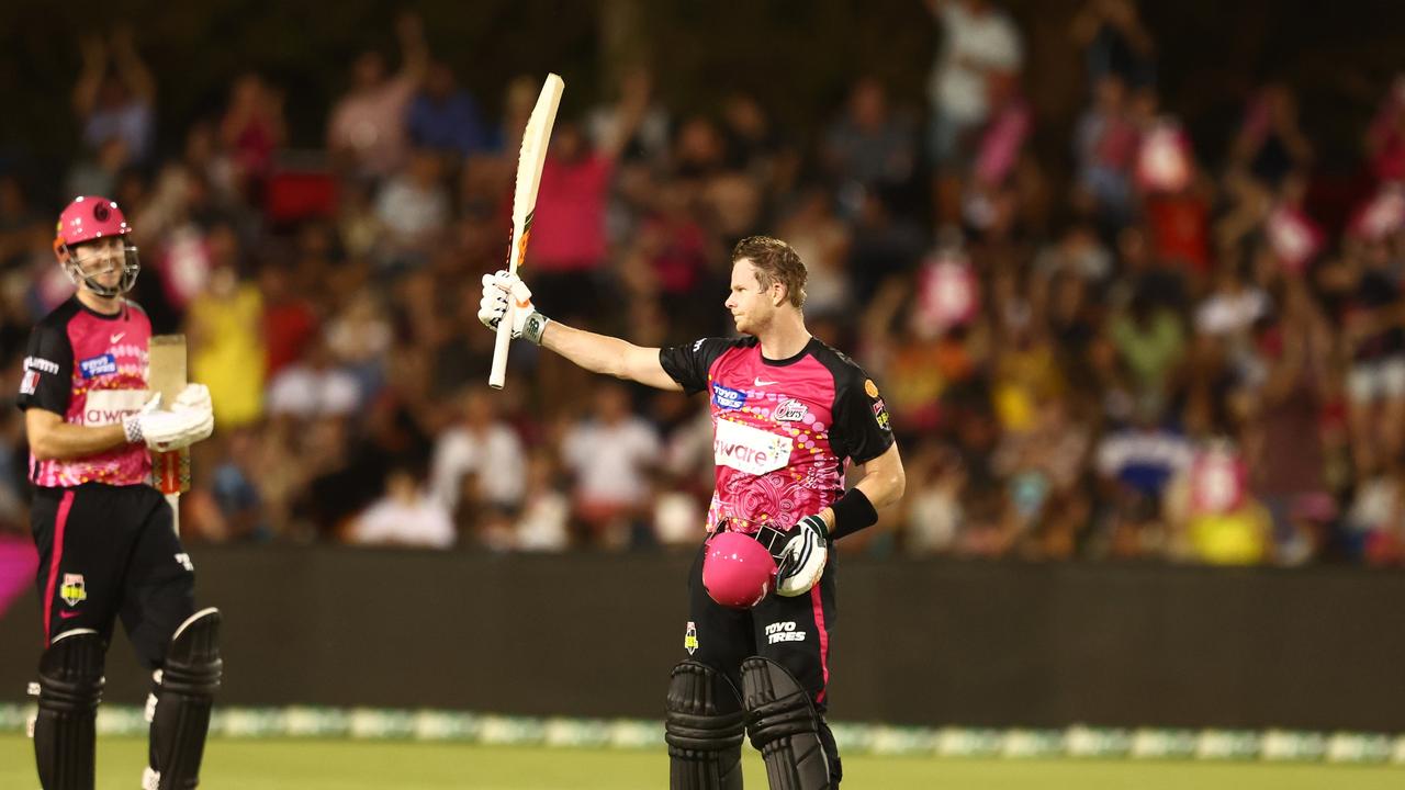 Steve Smith smashed a memorable century for the Sydney Sixers on Tuesday. Picture: Getty