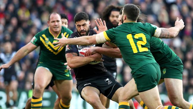 New Zealand's Jesse Bromwich in action during the Final of the rugby Four Nations Championship.