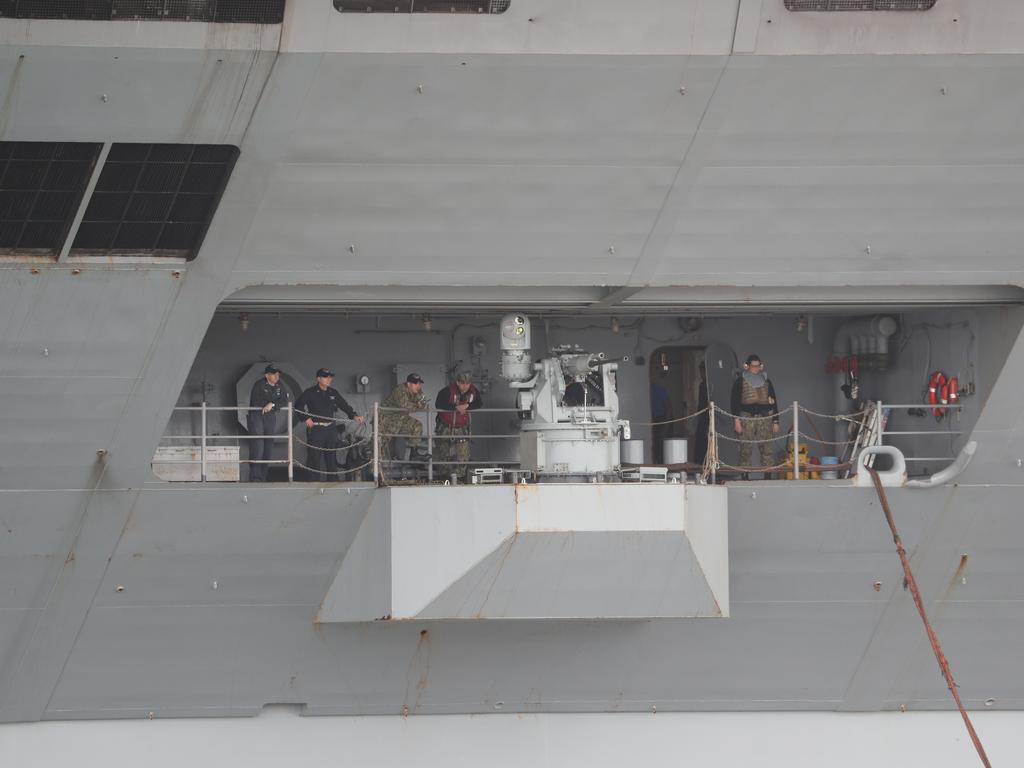 The USS Ronald Reagan arrives in Brisbane. Pic Peter Wallis