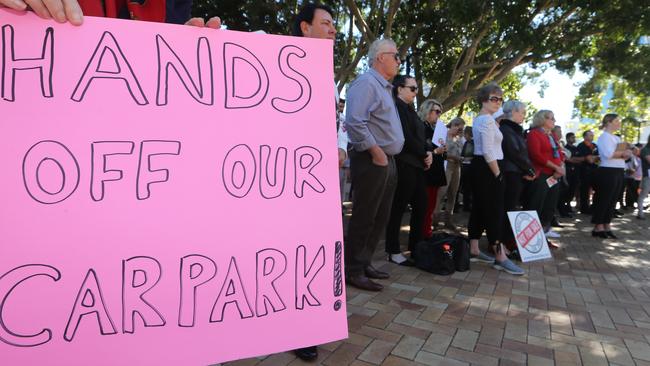 A rally to halt the carpark sale Picture Glenn Hampson