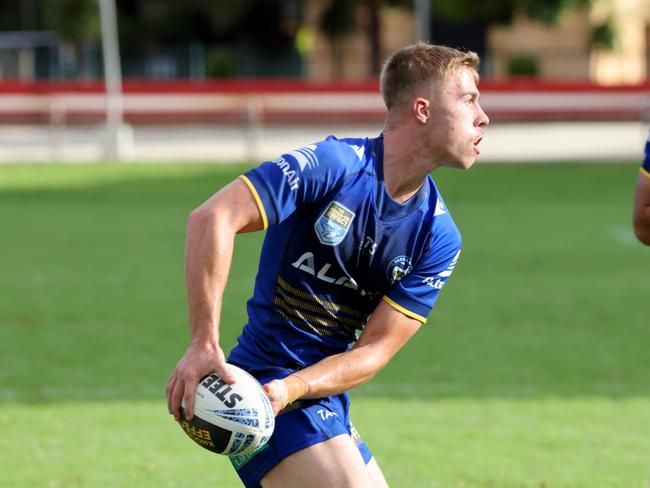 Ethan Sanders was a standout for Eels in reserve grade against the Roosters while their first grade side was torn to shreds by the Dolphins. Picture: Damian Shaw