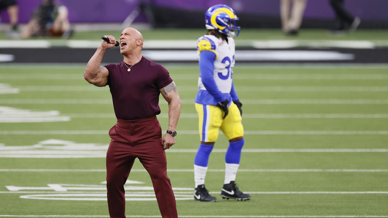 Dwayne Johnson Hypes Up the Crowd as He Introduces the Teams at Super Bowl  LVI