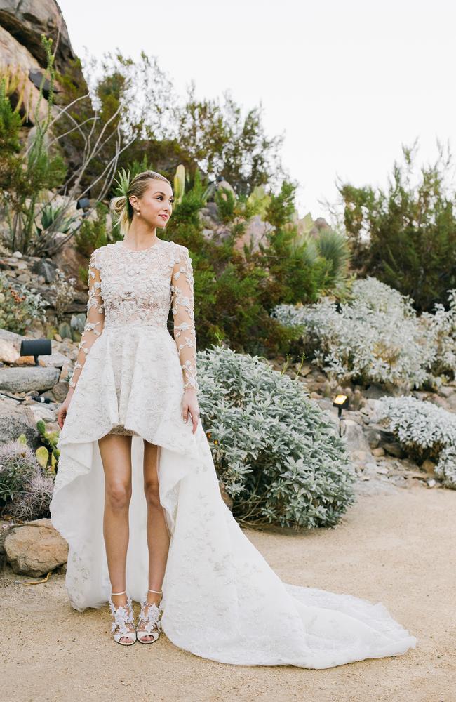 Whitney Port’s stunning wedding dress. Picture: Hannah Costello