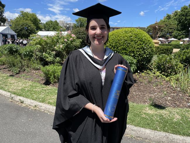 Roisin Brennan graduated with a Bachelor of Commerce at the 2024 University of Melbourne graduations. Picture: Himangi Singh