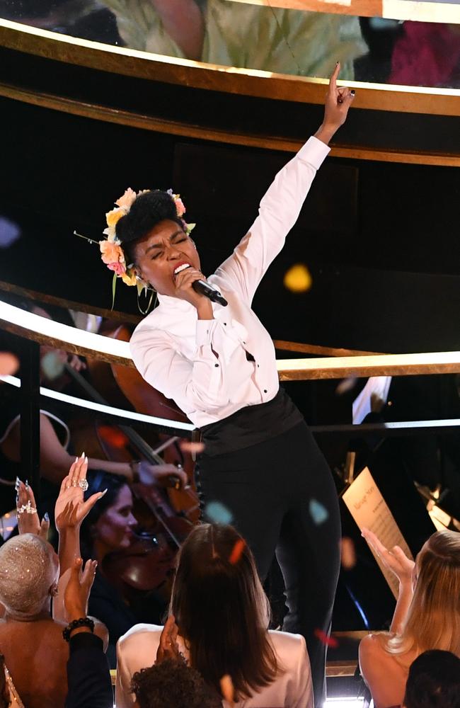 Janelle Monae opened the Oscars. Picture: AFP