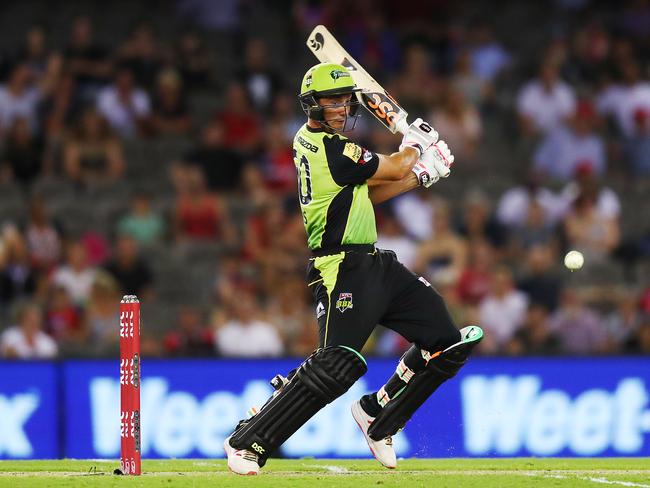 MELBOURNE, AUSTRALIA - JANUARY 30: Daniel Sams of the Thunder bats during the Big Bash League match between the Melbourne Renegades and Sydney Thunder at Marvel Stadium on January 30, 2019 in Melbourne, Australia. (Photo by Michael Dodge/Getty Images)