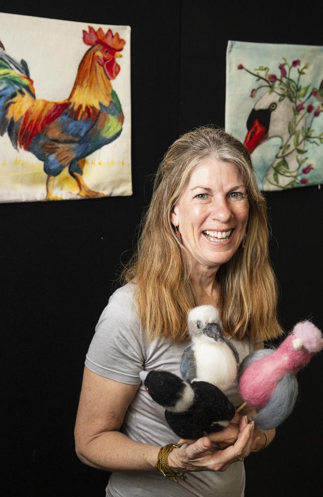 Di Conroy of Wild Wooly takes a break during her needle felting workshop at Craft Alive at The Goods Shed, Saturday, August 24, 2024. Picture: Kevin Farmer