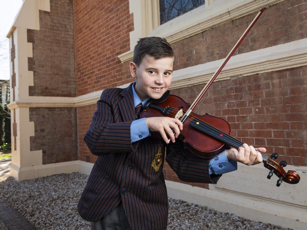 Tenyson Curnow of Toowoomba Anglican School after competing in the All-Age graded string solo preliminary section of the 78th City of Toowoomba Eisteddfod at The Empire, Friday, July 26, 2024. Picture: Kevin Farmer