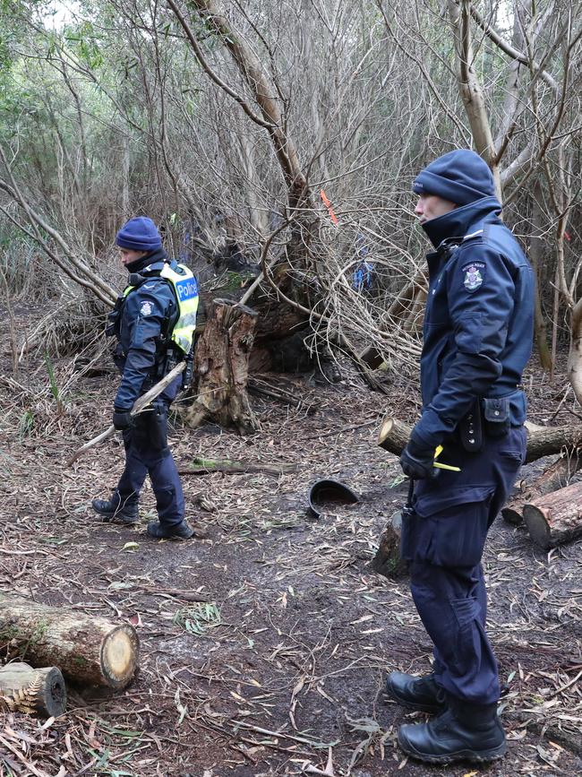 Police searched bushland for his body.