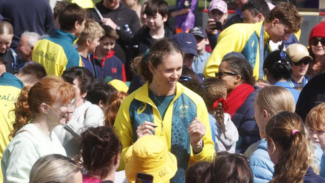 Sarah Hawe signing autographs. Tasmanian Olympians welcome home at Riverbend Park Launceston. Picture: Nikki Davis-Jones