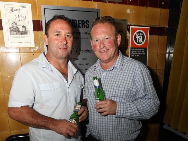 Ricky Stuart and Phil Rothfield enjoying a quiet one at a The Sunday Telegraph Christmas Party.