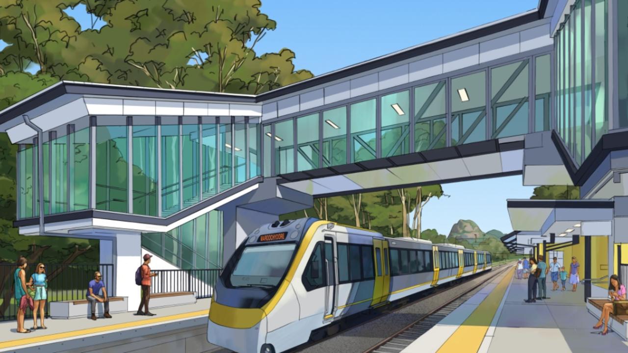 An artist's impression of the Sunshine Coast Direct Rail Line, which could cover 37km and feature seven stations. Picture: TMR.