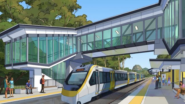 An artist's impression of the Sunshine Coast Direct Rail Line, which could cover 37km and feature seven stations. Picture: TMR.